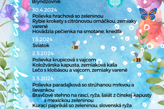 Regionálna kuchyňa, taliansky, český týždeň v Školská reštaurácia Pionierska 2 1
