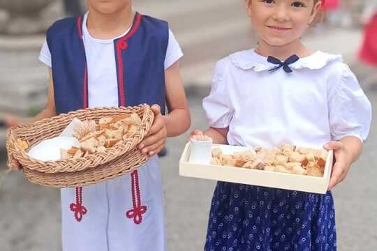 Vítanie chlebom a soľou krásne Slovenské zvyky-vystúpenie súboru Búčik  1