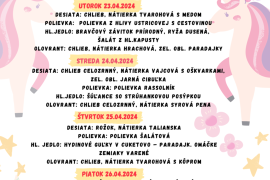 Regionálna kuchyňa, taliansky, český týždeň v Školská reštaurácia Pionierska 2 1