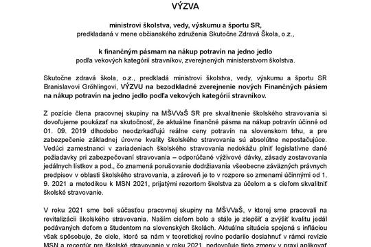 Výzva Ministerstvu školstva a Výboru NR SR pre vzdelávanie 1